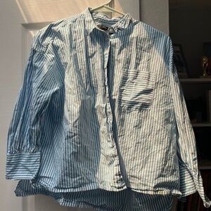 J. Crew Light Blue Pinstripe Casual Shirt